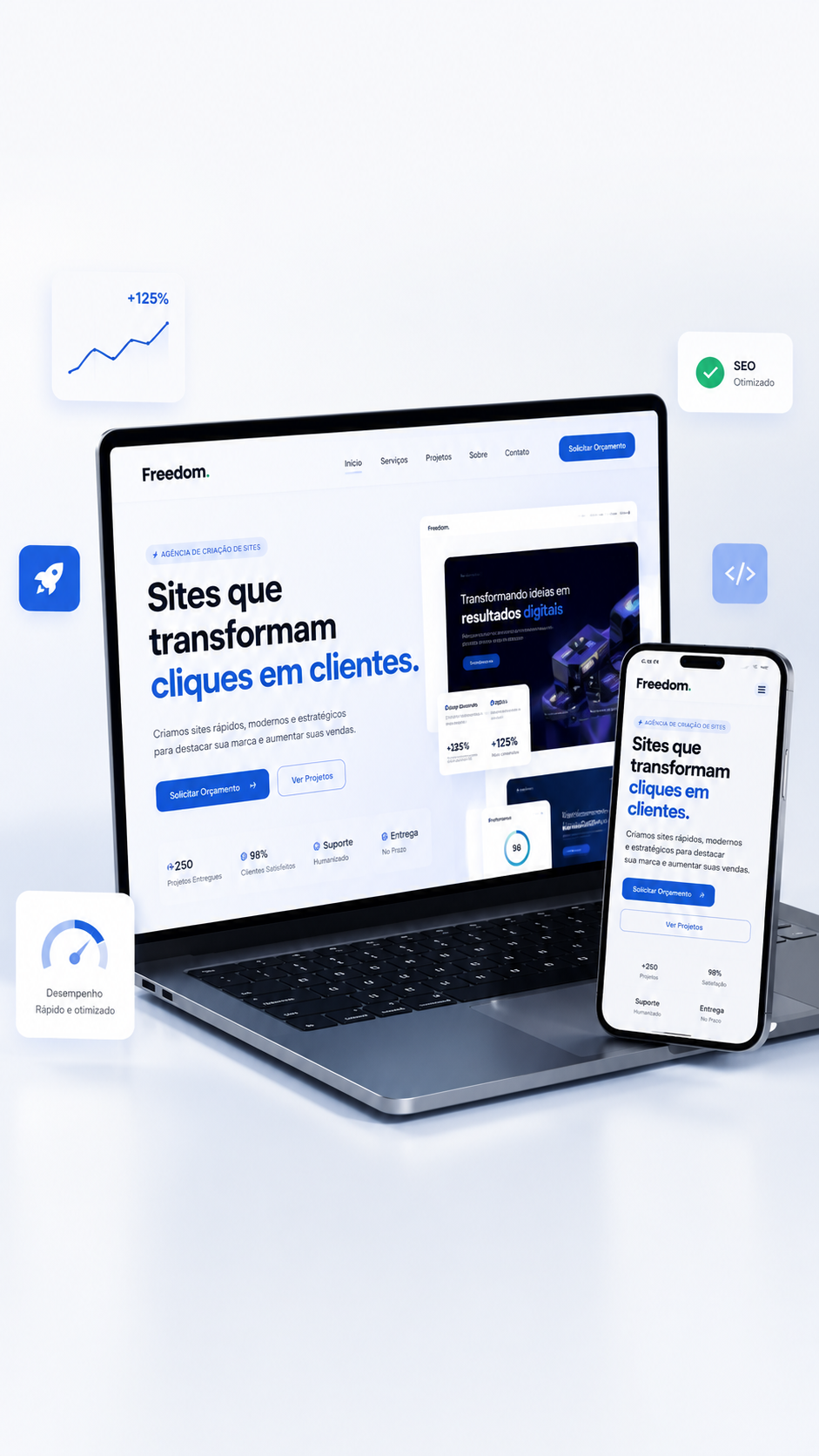 Site Formas Digitais rodando no notebook e no celular